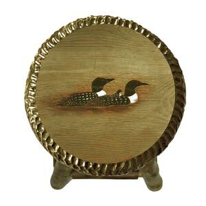 Rustic Handcrafted Wooden Carved Loon Bar Stool 24 in.